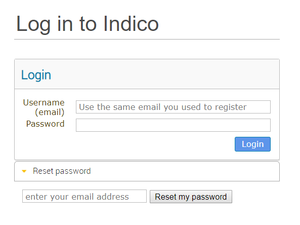 Log in to Indico