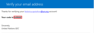 Email containing verification code