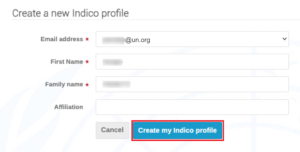 Create a new Indico profile page on the Indico.UN interface