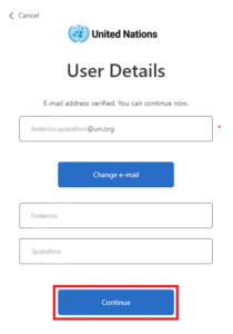 Continue button on login page