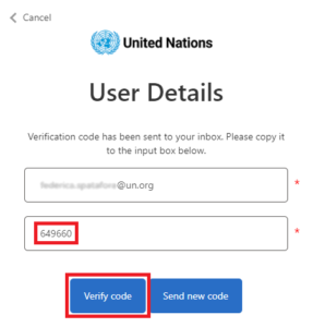 Pasted code on login screen and clicking Verify code button